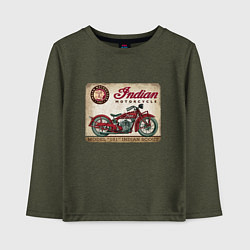 Лонгслив хлопковый детский Indian motorcycle 1901, цвет: меланж-хаки