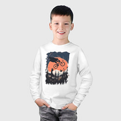 Лонгслив хлопковый детский Лунный Медведь Райдер, цвет: белый — фото 2