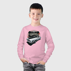 Лонгслив хлопковый детский Ретро - Автомобиль, цвет: светло-розовый — фото 2