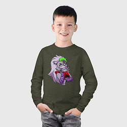 Лонгслив хлопковый детский Five Nights at Freddys Security Breach - Волчица Р, цвет: меланж-хаки — фото 2