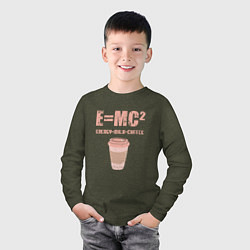 Лонгслив хлопковый детский EMC2 КОФЕ, цвет: меланж-хаки — фото 2