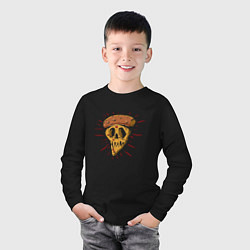 Лонгслив хлопковый детский Пицца 2 сыра Skull, цвет: черный — фото 2