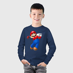 Лонгслив хлопковый детский Марио - крутейший гольфист Super Mario, цвет: тёмно-синий — фото 2