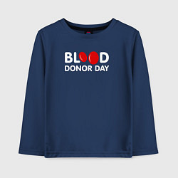 Лонгслив хлопковый детский Blood Donor Day, цвет: тёмно-синий
