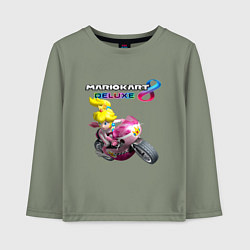 Детский лонгслив Принцесса Персик на мотоцикле Mario Kart 8 Deluxe