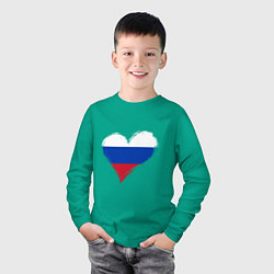 Лонгслив хлопковый детский Russian Heart, цвет: зеленый — фото 2