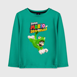 Лонгслив хлопковый детский Luigi cat Super Mario 3D World Nintendo, цвет: зеленый