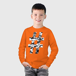 Лонгслив хлопковый детский Хэштег камуфляж, цвет: оранжевый — фото 2