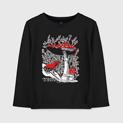 Лонгслив хлопковый детский Мухоморы и томатный узкорот, цвет: черный