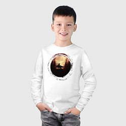 Лонгслив хлопковый детский Бег с медведем под луной, цвет: белый — фото 2
