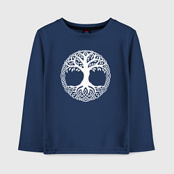 Лонгслив хлопковый детский Мировое Дерево Славян, цвет: тёмно-синий