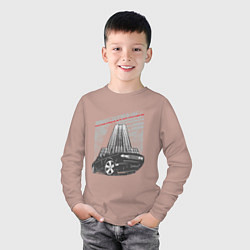 Лонгслив хлопковый детский Авто у здания, цвет: пыльно-розовый — фото 2