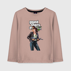 Лонгслив хлопковый детский GTA 5 Girl weapon, цвет: пыльно-розовый