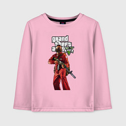 Лонгслив хлопковый детский GTA 5 Man with gun, цвет: светло-розовый