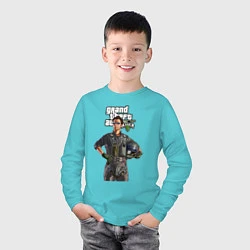 Лонгслив хлопковый детский GTA 5 Pilot, цвет: бирюзовый — фото 2