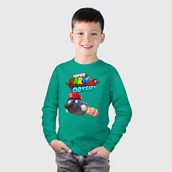 Лонгслив хлопковый детский Super Mario Odyssey Bullet Bill Nintendo, цвет: зеленый — фото 2