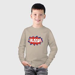 Лонгслив хлопковый детский Russian Boom, цвет: миндальный — фото 2