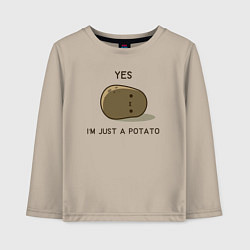 Лонгслив хлопковый детский Yes, im just a potato, цвет: миндальный