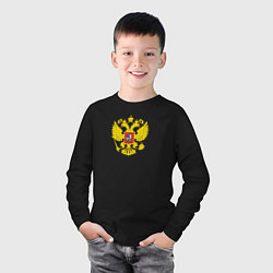 Лонгслив хлопковый детский Герб россии, цвет: черный — фото 2
