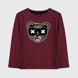 Лонгслив хлопковый детский Мишка в очках, цвет: меланж-бордовый