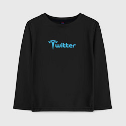 Лонгслив хлопковый детский Твиттер и Тесла Илон Маск купил Твиттер, цвет: черный