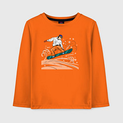 Лонгслив хлопковый детский Сноубордист snowboard, цвет: оранжевый
