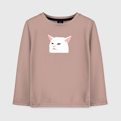 Лонгслив хлопковый детский Белый кот из мема, цвет: пыльно-розовый