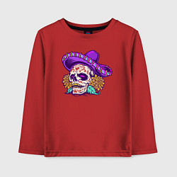 Лонгслив хлопковый детский Mexico Skull, цвет: красный
