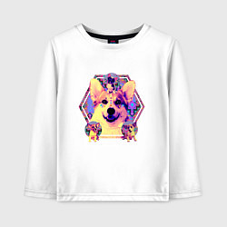 Детский лонгслив Коллаж с Корги Психоделика