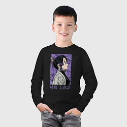 Лонгслив хлопковый детский Хашира Шинобу, цвет: черный — фото 2