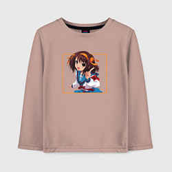Лонгслив хлопковый детский Харухи art, цвет: пыльно-розовый
