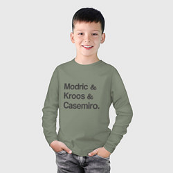 Лонгслив хлопковый детский Modric, Kroos, Casemiro, цвет: авокадо — фото 2