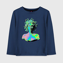 Лонгслив хлопковый детский Gorgon Medusa Vaporwave Neon, цвет: тёмно-синий