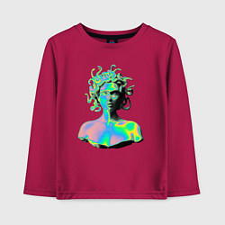 Лонгслив хлопковый детский Gorgon Medusa Vaporwave Neon, цвет: маджента