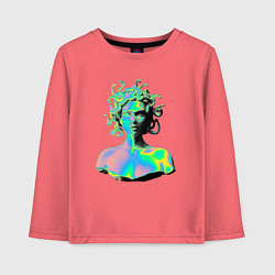 Лонгслив хлопковый детский Gorgon Medusa Vaporwave Neon, цвет: коралловый