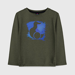 Лонгслив хлопковый детский Знак Тзинча пятно, цвет: меланж-хаки