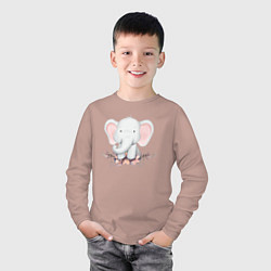 Лонгслив хлопковый детский Милый Слонёнок С Цветами, цвет: пыльно-розовый — фото 2