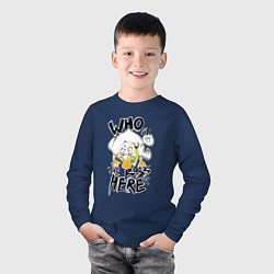 Лонгслив хлопковый детский Утка босс, цвет: тёмно-синий — фото 2