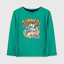 Лонгслив хлопковый детский Summer time: Tropical Vibes, цвет: зеленый