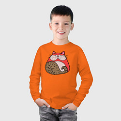 Лонгслив хлопковый детский Красный абстрактный кот, цвет: оранжевый — фото 2