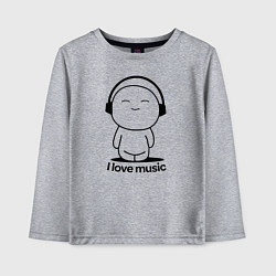 Лонгслив хлопковый детский Я Люблю Музыку I love Music, цвет: меланж
