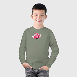 Лонгслив хлопковый детский Роза с надписью FAMILY, цвет: авокадо — фото 2