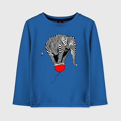 Лонгслив хлопковый детский Слон зебра на воздушном шаре, цвет: синий