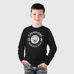 Лонгслив хлопковый детский Manchester City Champions 2122, цвет: черный — фото 2