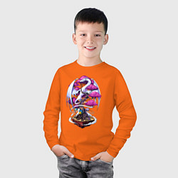 Лонгслив хлопковый детский Дракон на дереве - космическая метаморфоза, цвет: оранжевый — фото 2