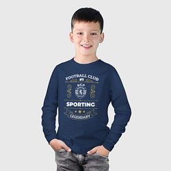 Лонгслив хлопковый детский Sporting: Football Club Number 1, цвет: тёмно-синий — фото 2