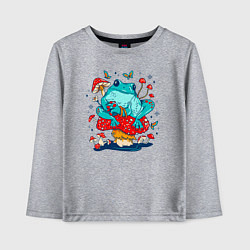 Лонгслив хлопковый детский Лягушка в мухоморах, цвет: меланж