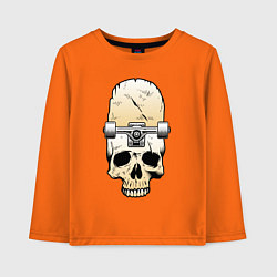 Лонгслив хлопковый детский Череп - скейтборд Экстрим Skull - Skateboard Extre, цвет: оранжевый