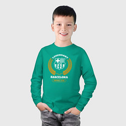 Лонгслив хлопковый детский Лого Barcelona и надпись Legendary Football Club, цвет: зеленый — фото 2