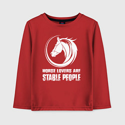 Лонгслив хлопковый детский Любители лошадей стойкие люди, цвет: красный